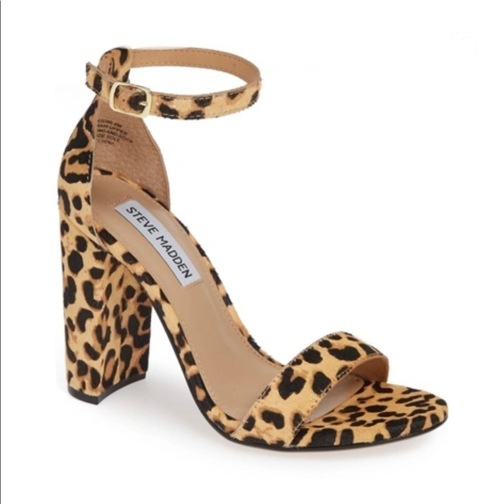 Steve Madden Carrson Real Fur Sandal in Leopard Multi Size 7